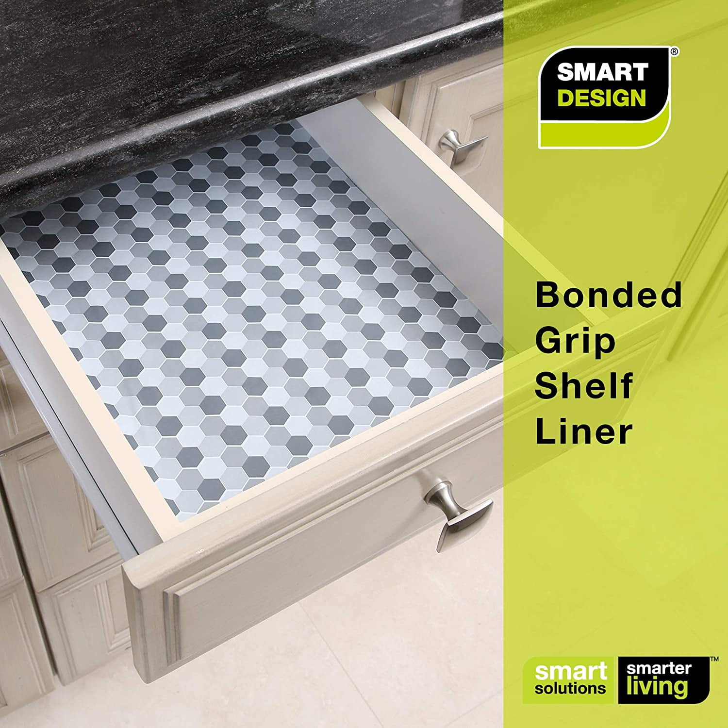 Smart Design Shelf Liner Bonded Grip - (12 Inch x 60 Feet) - Drawer Cabinet  Smooth Top Non Adhesive - Kitchen [Midsummer Night Scroll] - Set of 6-60'  Total