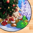 thumbnail image 4 of Coolnut Bull Santa Claus Christmas Christmas Tree Mats Waterproof Tree Skirt, Winter Snowy Forest Xmas Tree Stand Tray Mat Floor Protector Pad for Holiday Party Decoration, 28.3", 4 of 6