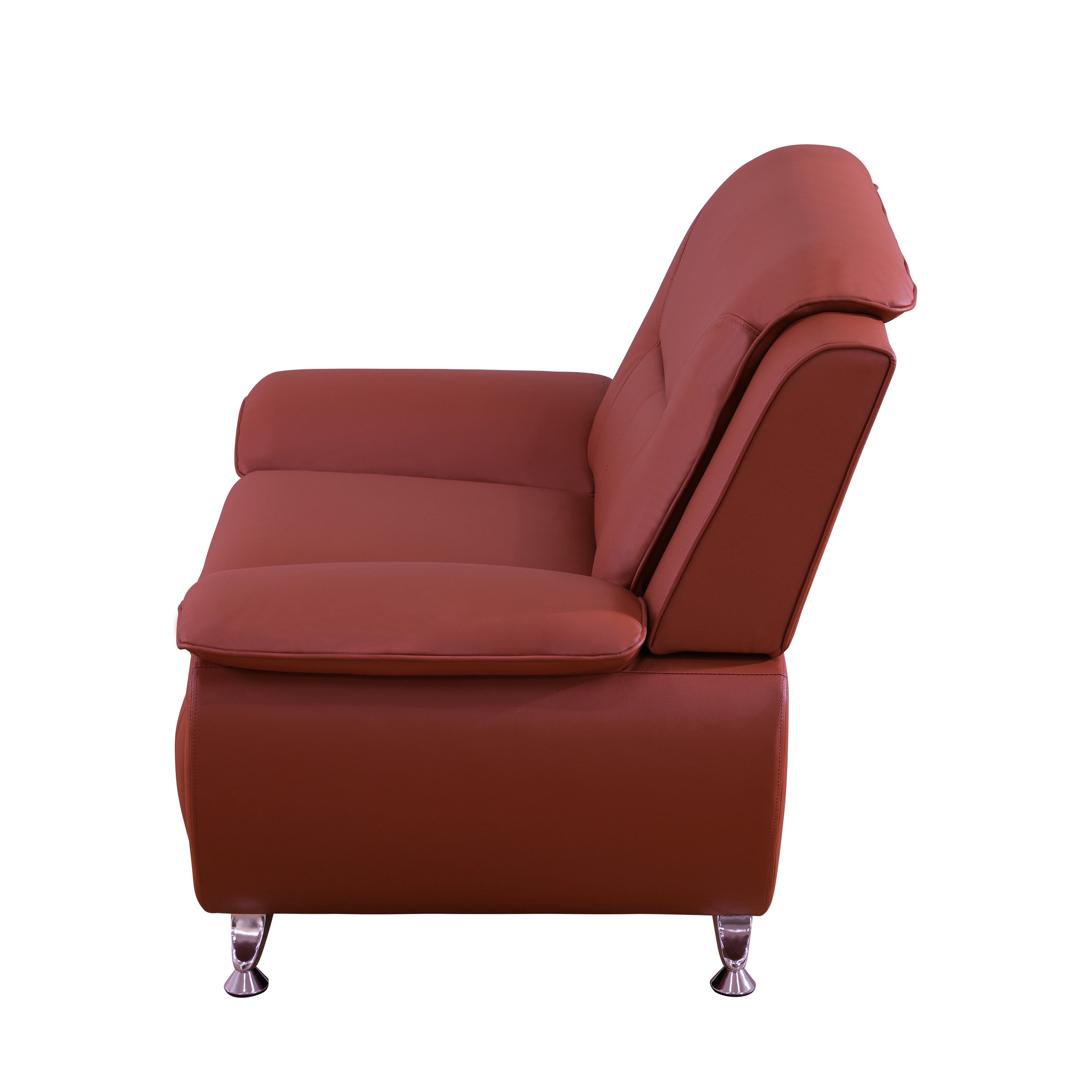 Leather Single Sofa Chair, Modern Accent Chair Comfy Sofa Couch Curved Armchair&nbsp;for Living Room, Bedroom, Red