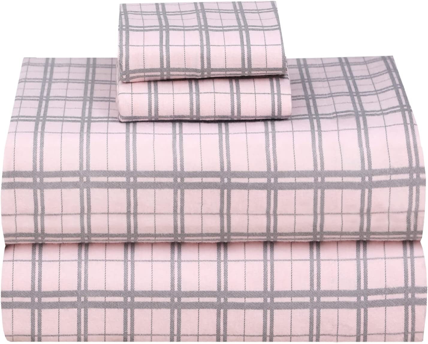 Ruvanti 100 Cotton 4 Pcs Flannel Sheets Queen Size, Deep Pocket, Soft