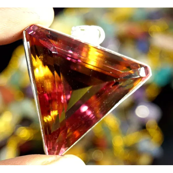 100 Ct Color Change Alexandrite Trillion Pendant 925 Sterling Silver Loose Gemstone