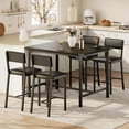 thumbnail image 2 of 5-Piece Dining Table Set W/Footrest & Backrest, Bar Table Set with 4 Upholstered Chairs, Bar Table and Chairs Set with Corner Protector, for Pub, Dining Room, Kitchen, 2 of 8