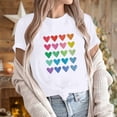 thumbnail image 2 of Diufon Hauts de la Saint-Valentin pour Femmes Manches Courtes Décontractées Col Rond Chandail Tendance Mignon Imprimé Graphique, 2 of 5