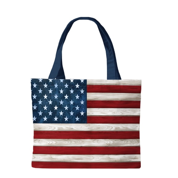 Briarwood Lane Everday Tote 15" x 14" x 7" Wooden American Flag For Everday Tote