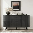 thumbnail image 2 of Lumiinofami 47" Sideboard Buffet Cabinet with 2 Sliding Tambour Doors and 3 Drawers, Curved Fluted Storage Cabinet with Adjustable Shelves for Living Room, Entryway, Hallway, Black, 2 of 15