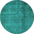 thumbnail image 1 of Ahgly Company Machine Washable Indoor Round Abstract Turquoise Blue Modern Area Rugs, 4' Round, 1 of 4