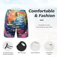 thumbnail image 3 of Disketp Colorful Whimsical Earth for Men's Double Layer Sports Swim Trunks,Stretchy Swim Trunks,Perfect for Swimming, Beach & Sports Activities-X-Large, 3 of 6