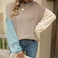 thumbnail image 6 of Womens Sweater Women Patchwork Fashion Personality Knit Crew Neck Pullover Sweater, 6 of 8