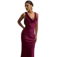 thumbnail image 4 of Robe Élégante d'Été en Satin pour Femme, Dos Nu, Sans Manches, Col Bénitier, Soirée, Formelle, Maxi, Rose Rouge, P, 4 of 9