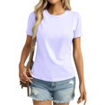 thumbnail image 5 of JFGHDG Women's Basic Crewneck Tee T Shirts Short Sleeve Tops Purple 2XL, 5 of 5