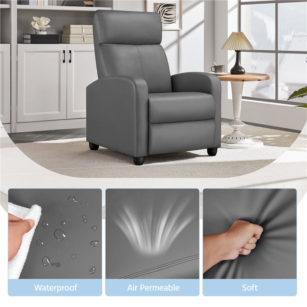 Yaheetech PU Leather Adjustable Recliner Chairs with Pocket Springs, Set of 2, Gray