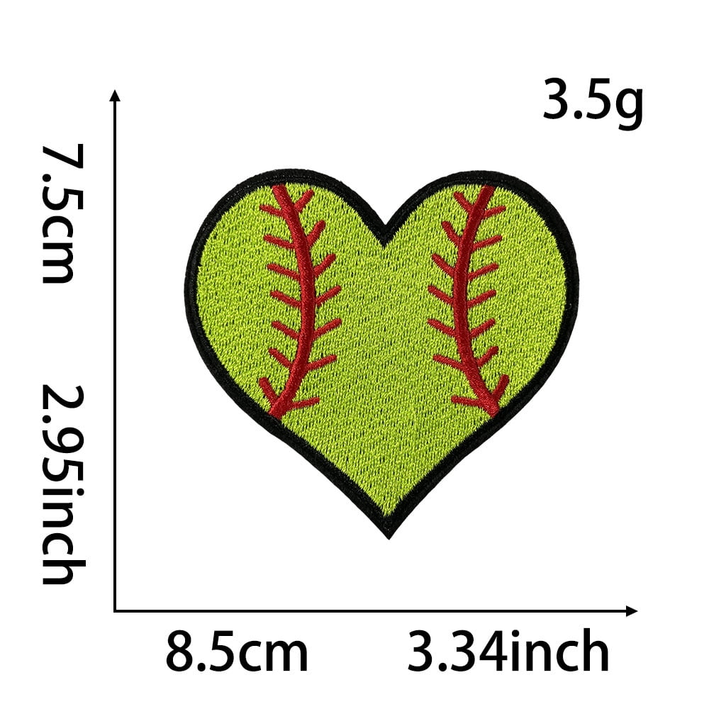 20 Pcs Heart Shaped Balls Iron on Patches, Sports Themed Patches Embroidered for Clothing Jeans Jackets Hats