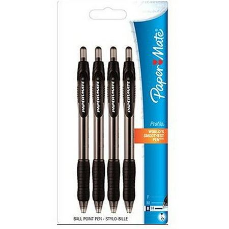 Paper Mate Profile Retractable Ballpoint Pens, Available in Black or Assorted, 4pk