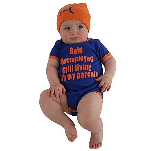 Sozo Unisex-Baby Newborn Nine Months Bodysuit and Cap Set Orange/Black 0-3