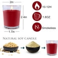 thumbnail image 6 of NeoMart - 4 Packs Unscented Red Burgundy Colored Votive Candles in Glass, 2 Inch Natural Soy Wax Scentless Candles for Christmas Wedding Party Home Holiday Relaxation Spa, 12-15 Hour Burning Time, 6 of 15