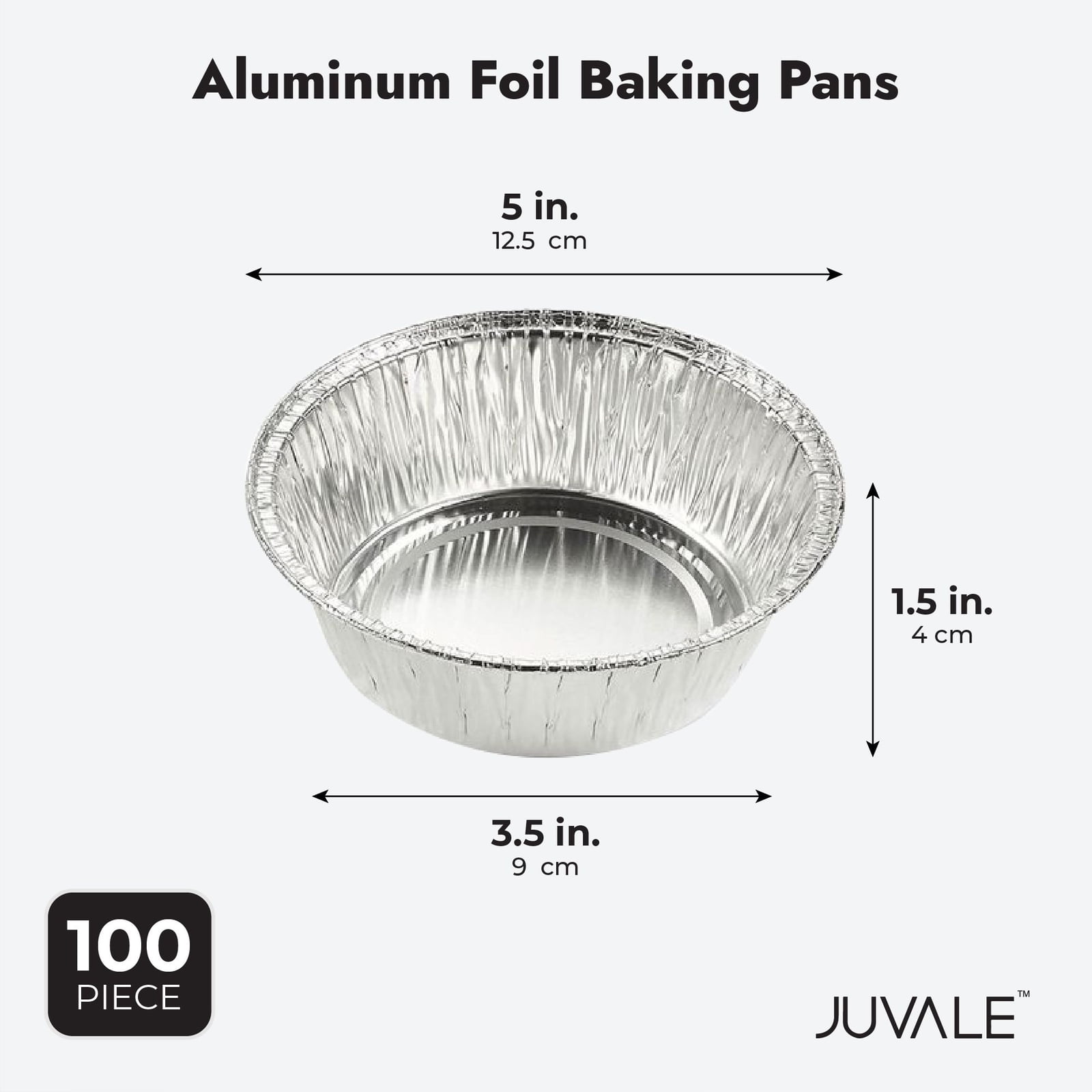 Quiche and Tarts Aluminum Foil Pie Pans 100-Piece Round Disposable Baking Tin Pans for Cake 4.9 x 1.5 x 4.9 Inches 