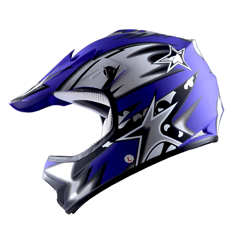 WOW Youth Kids Motocross Helmet BMX MX ATV Dirt Bike HBOY Star Matt Blue