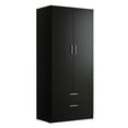 thumbnail image 3 of Madesa 2 Door 2 Drawer Spacious Storage Cabinet Wardrobe with Shelf and Hanging Space 31"L Wooden Armoire Closet Modern Organization Unit for Bedroom and Office - Black, 3 of 8