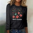 thumbnail image 4 of asdoklhq Christmas Long Sleeve Tops for Women Ladies' Christmas Printed Loose Casual Round Neck Long Sleeved T-shirt Base Shirt Pullover Top Black M, 4 of 6