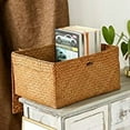 thumbnail image 4 of Wicker Basket With Lid, Woven Storage Basket, Rectangular Household Storage Basket, Suitable For Shelves, Wardrobes And Other Home Storage, Natural Wood Color, 10.24*6.3*3.94 Inches., 4 of 6