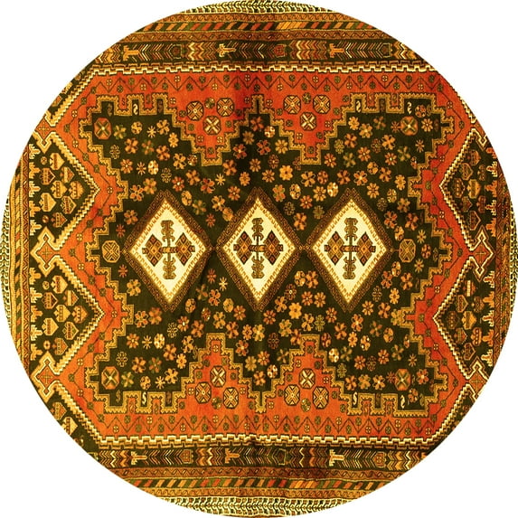 Ahgly Company Indoor Round Persian Yellow Traditional Area Rugs, 6' Round