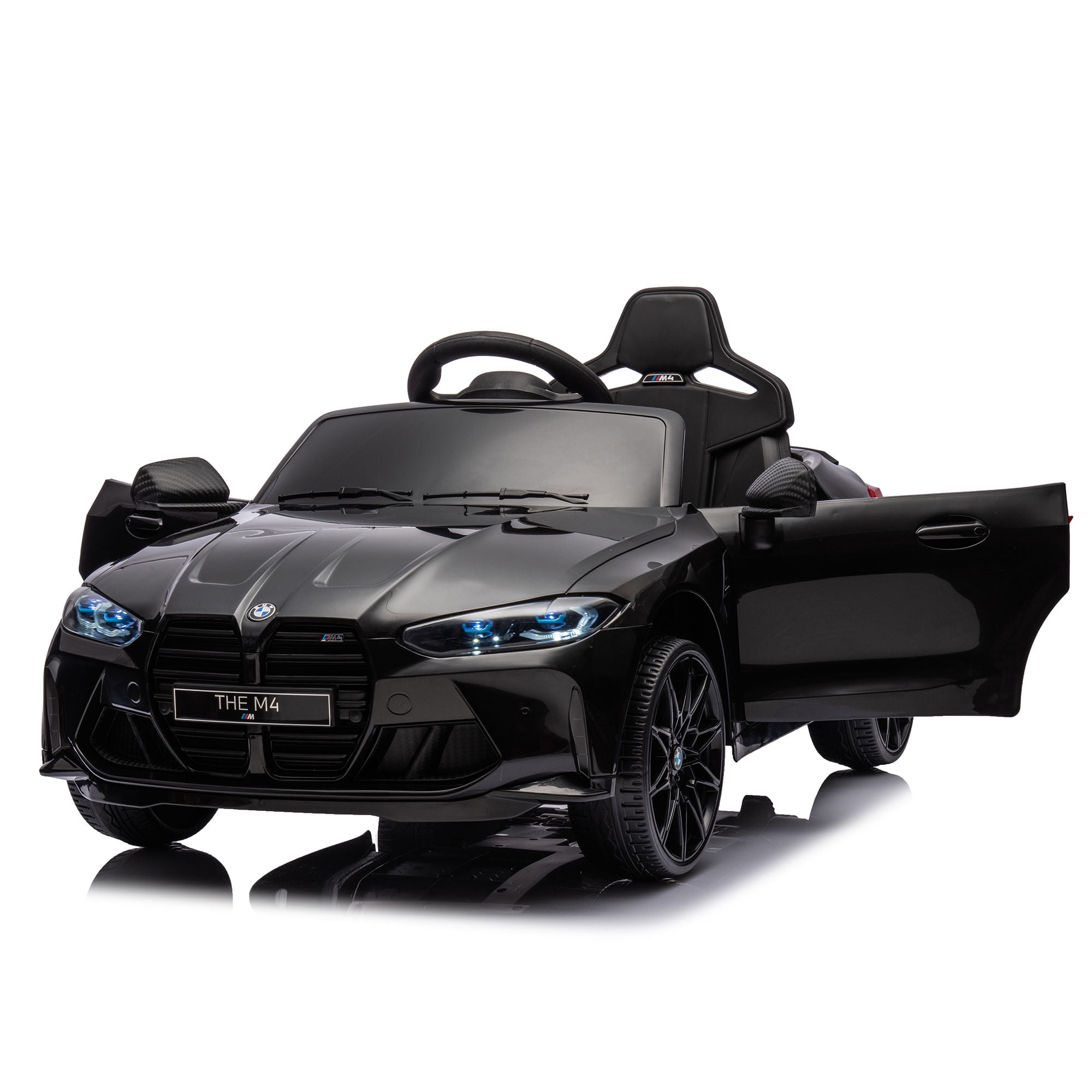 Bmw M4 12v Kids Electric Car with Parent Remote, Battery Powered Cars for Kids, Three Speed Adjustable,Power Display, Usb,Mp3 ,Bluetooth,Led Light,Story, Ride On Car for Boy and Girl Ages 3-8, Black