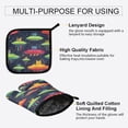 thumbnail image 3 of Yayeee Oven Mitts and Pot Holder Set of 2 Heat Resistant Kitchen Gloves Baking Hot Pad, Colorful Space Cat, 3 of 5