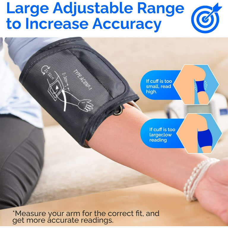 Extra Large Blood Pressure Cuff Arm with 6 Connectors, 9.0''-20.5'' Extra  XL Replacement Cuff Compatible with All Omron Blood Pressure Machine (BP