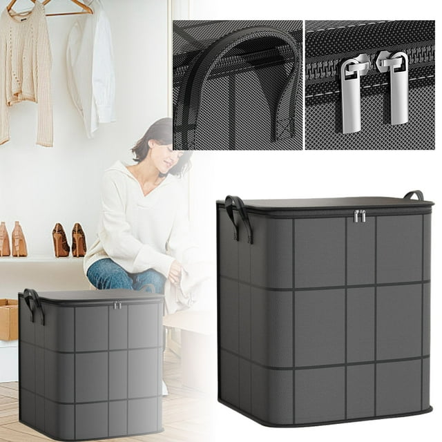 Bolsa de almacenamiento plegable, bolsa para guardar edredones, bolsa para guardar ropa, bolsa de gran capacidad, accesorio de embalaje con cremallera para ropa, mantas, edredones y juguetes