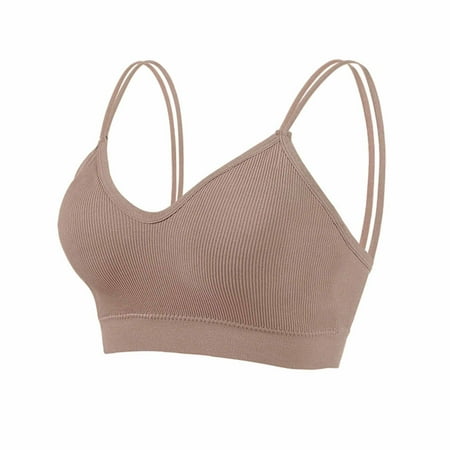 

HWRETIE Bras for Women Push Up Plus Size Women s Ruched Sports Bras Padded Workout Tops Medium Support Crop Tops Clearance Khaki One Size