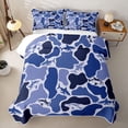 thumbnail image 2 of meiyoeat Blue Camouflage Shark Ocean Wildlife Bed Spread Queen for Boys Girls, Underwater Marine Animal Fishing Queen Coverlet Set, 3-Piece, 2 of 7