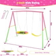thumbnail image 3 of Hommoo 2 Pcs Swing Set with Saucer Swing Seat & Belt Swings Seat, Swing Set with Heavy-Duty A-Frame Metal Outdoor Swing Stand, for Backyard, Pink, 3 of 7