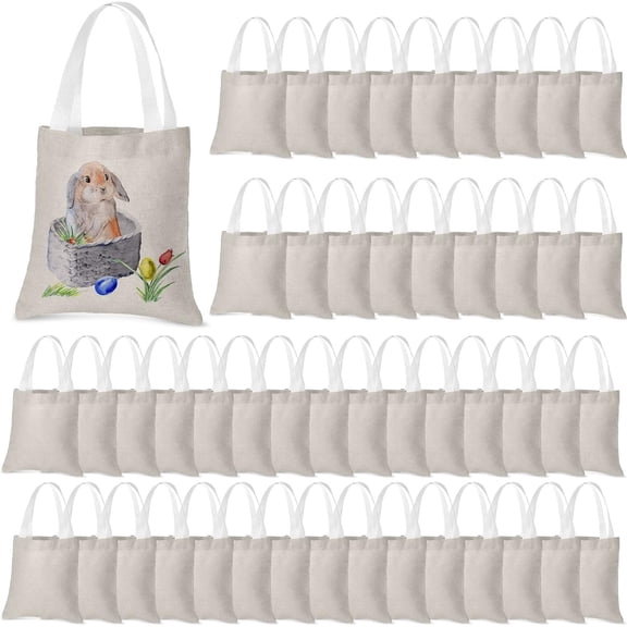 50 count Mini Canvas Tote Bags Bulk 8 x 8 Inch DIY Small Blank Tote Bag Grocery Bags for Easter Party DIY Crafts Gifts