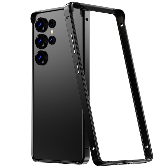 Designed for Samsung Galaxy S26 Ultra Frame Phone Case,No Back,4 Corner Raised Edge Protection,Ultra Slim Shockproof Anti-fall Rugged Durable Anti-Scratch Metal Bumper Phone Case,Black