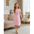 thumbnail image 3 of Oudiya Girls Short Sleeve Nightgowns Soft Print Pajamas Sleepwear Nighties for Kids 4-12, 3 of 9