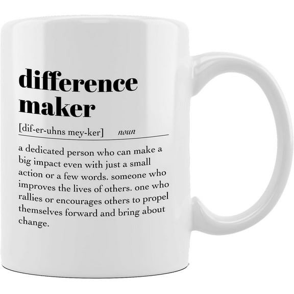 DOTAIN Difference Maker Coffee Mug - Difference Maker Gifts, Appreciation Gifts for Teacher Mentor Coach Boss, Thank You Gifts for Women, Coffee Mugs 11 oz White