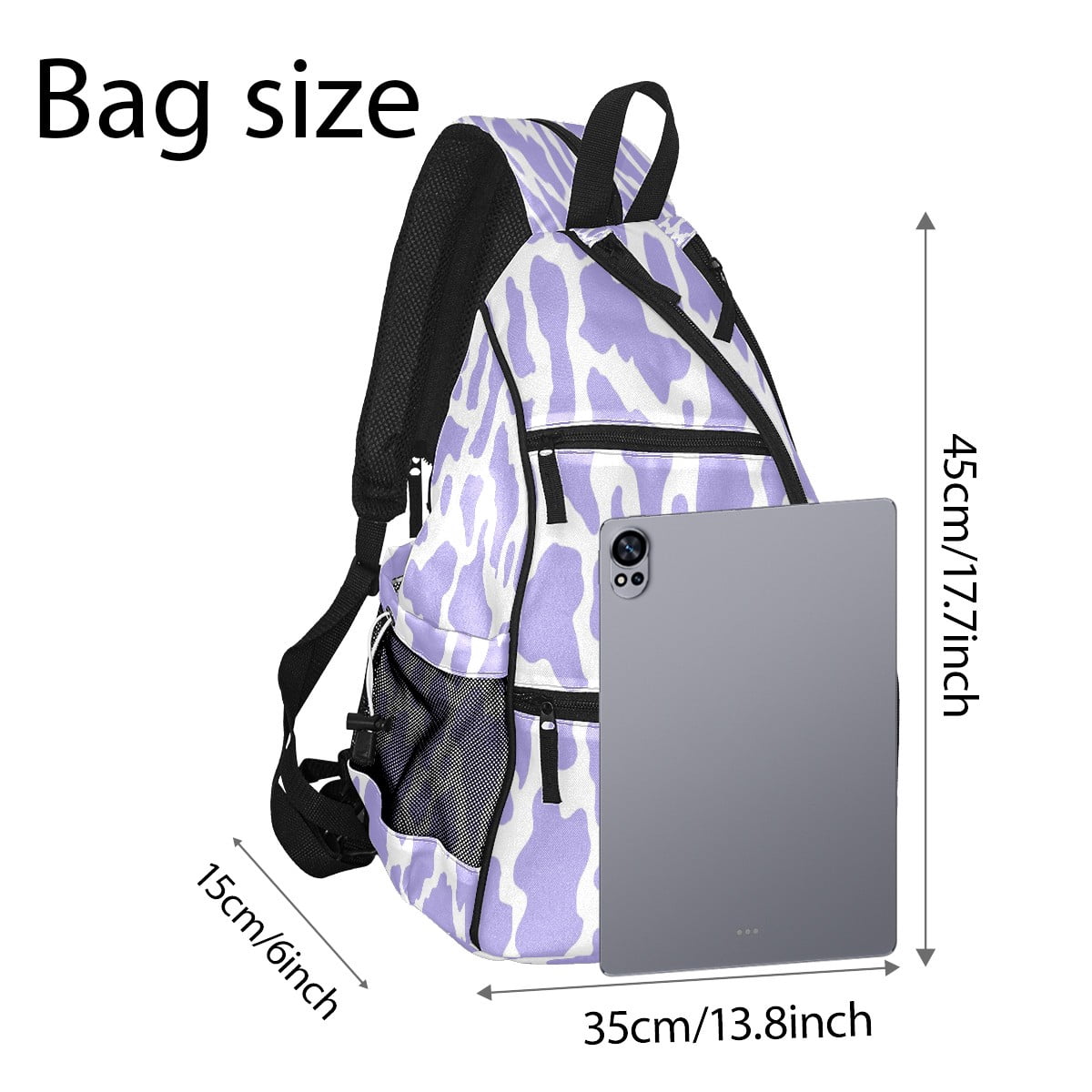 Pickleball Bags for Men Women Pickleball Backpack with Large Capacity Lightweight Adjustable Pickleball Sling Bag Hold Paddles, Balls, Accessories Purple Cow Print Camouflage