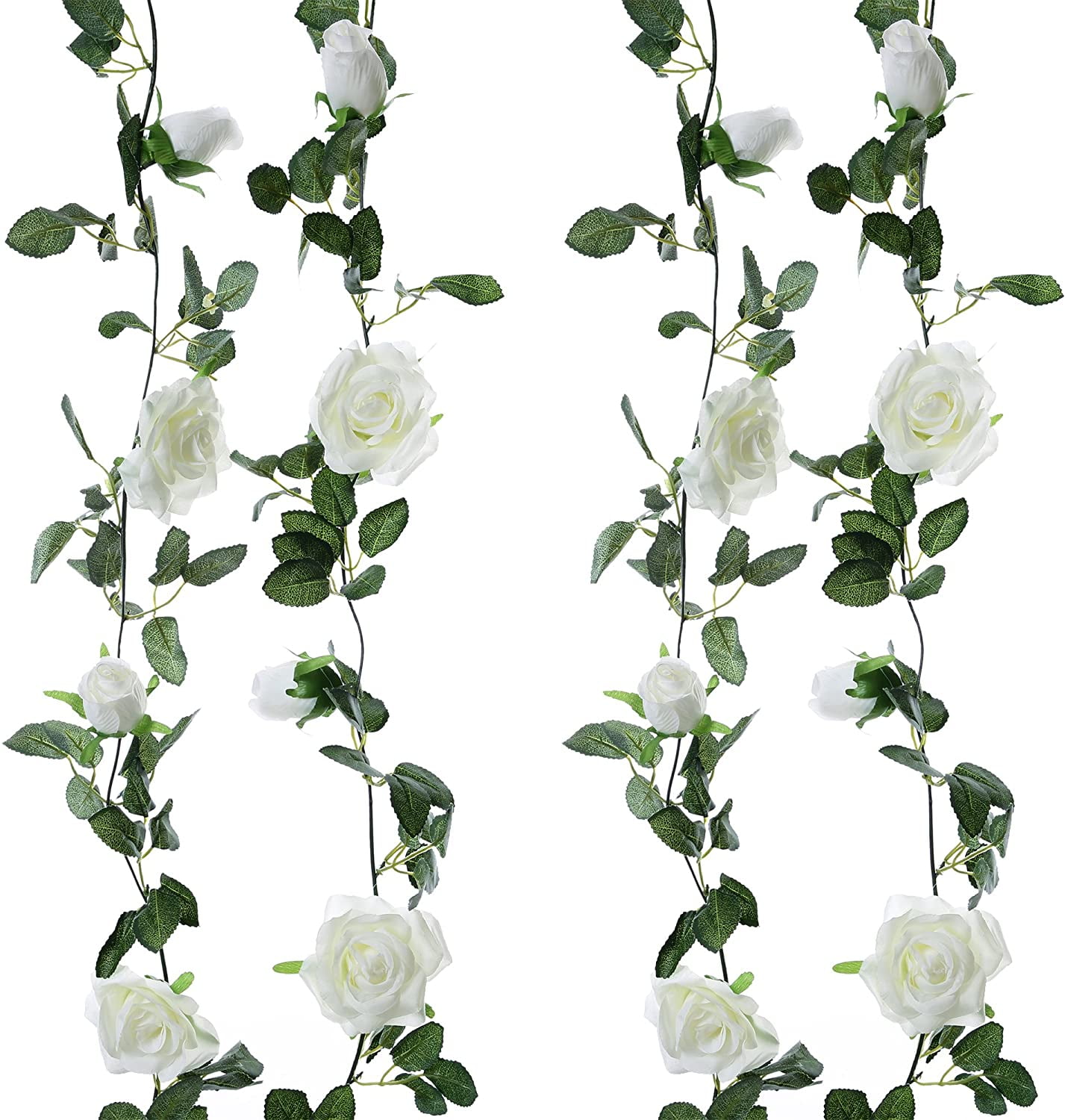 2 Pack Artificial Floral Garland Fake Rose Vine Hanging Rose Garland