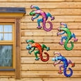 thumbnail image 5 of 4 paquetes de decoraciones de pared de metal gecko, arte de pared 3D inspirado en lagartos, coloridas decoraciones de esculturas colgantes para jardines, cercas, césped, granjas, 5 of 5