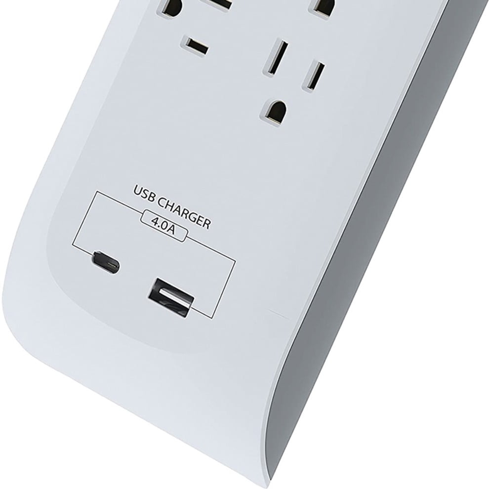Digital Energy DEE1-1116 8-Outlet USB-A and USB-C Surge Protector Power Strip (White, 6-Foot Cord)