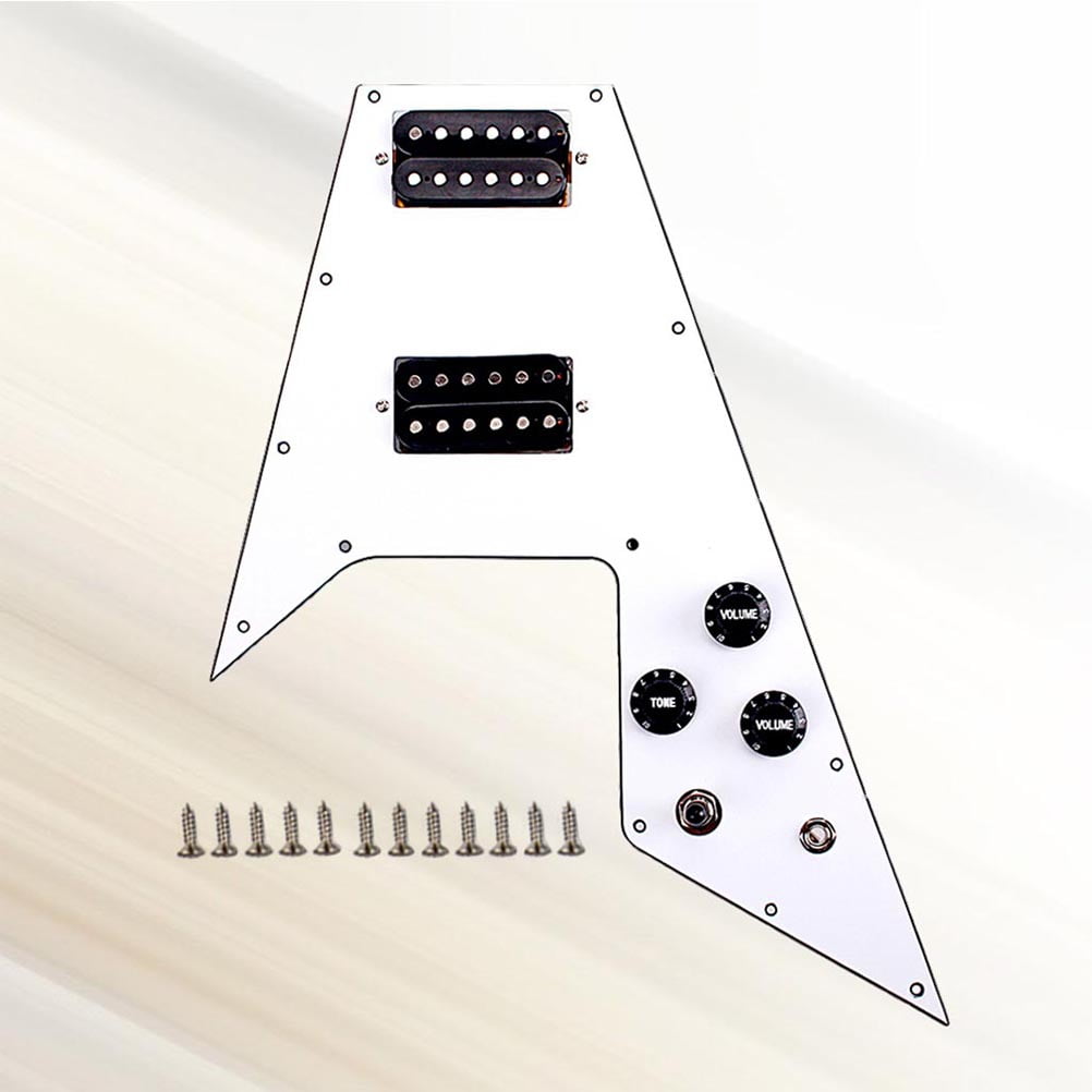 LULULION 1Set White Electric Guitar Pickguard Scratch Plate Prewired with Humbucker Pickups and 12 Screw Holes