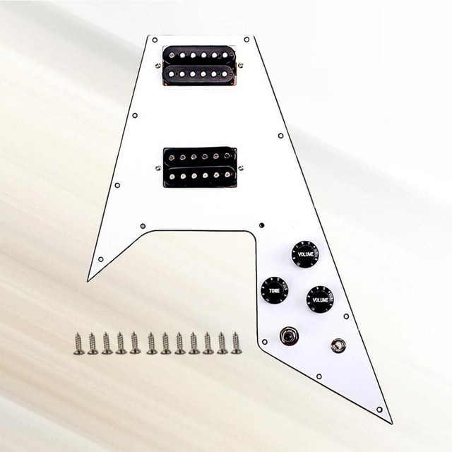 BESTYASH 1Set Electric Guitar Pickguard White 3 Ply Scratch Plate Prewired with 3 Way Switch Knobs