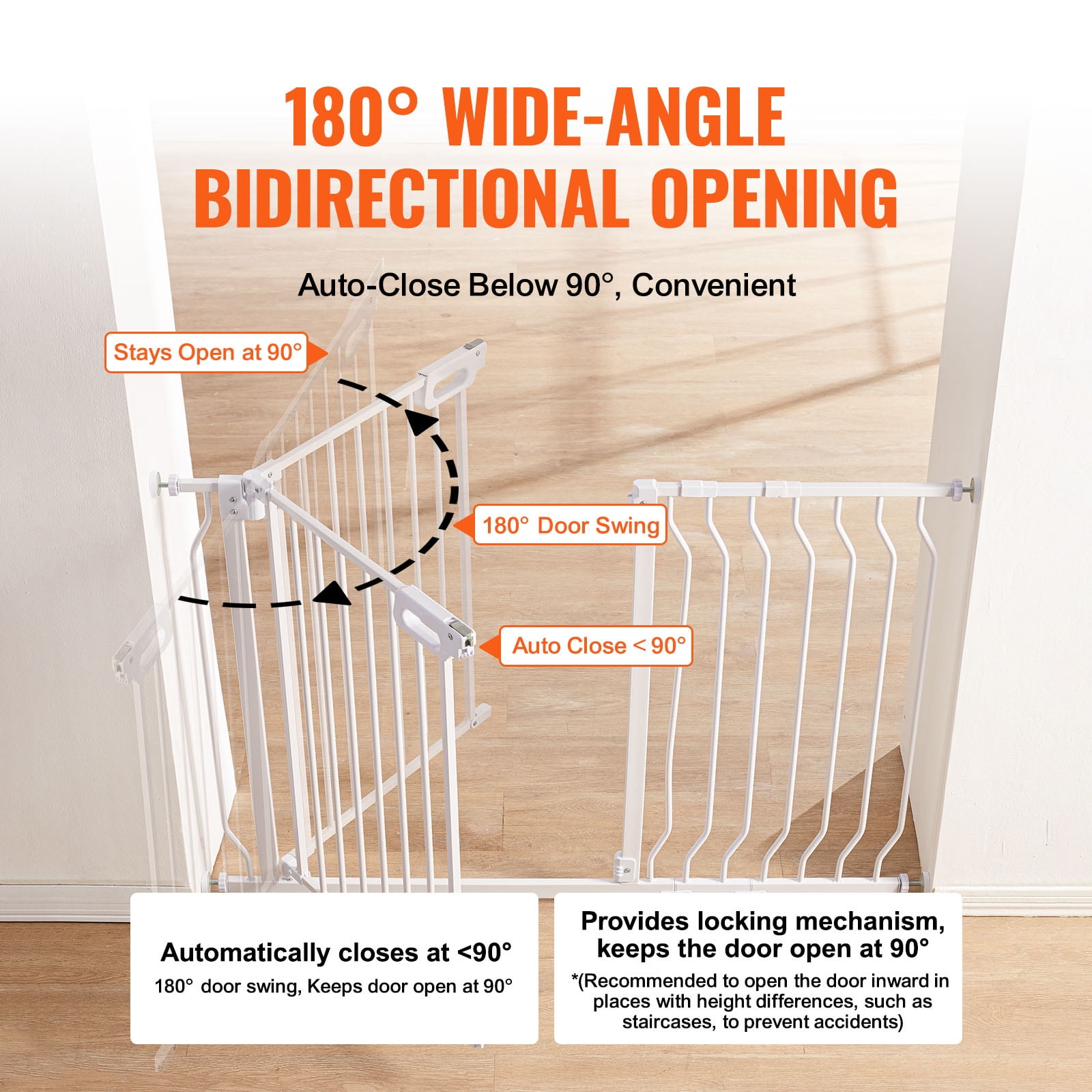 BENTISM Extra Tall Baby Gate, 30" Tall x 29.5" to 48.4" Wide, White