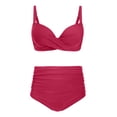 thumbnail image 4 of Daznico Women's Bikini Set, Twist Front Push Up Top with High Waist Ruched Bottoms,S, 4 of 5