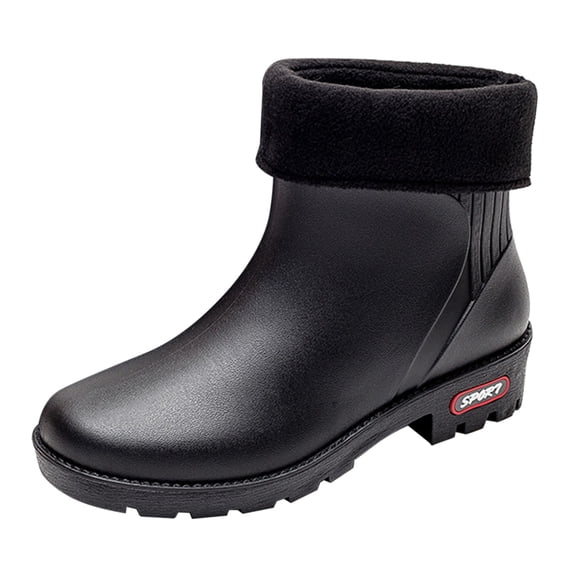 AUDeals Women’s Mid Calf Rain Boots Waterproof Garden Shoes Slip On Rubber Boots for Outdoor Rainy Weather (Black, 7.5)