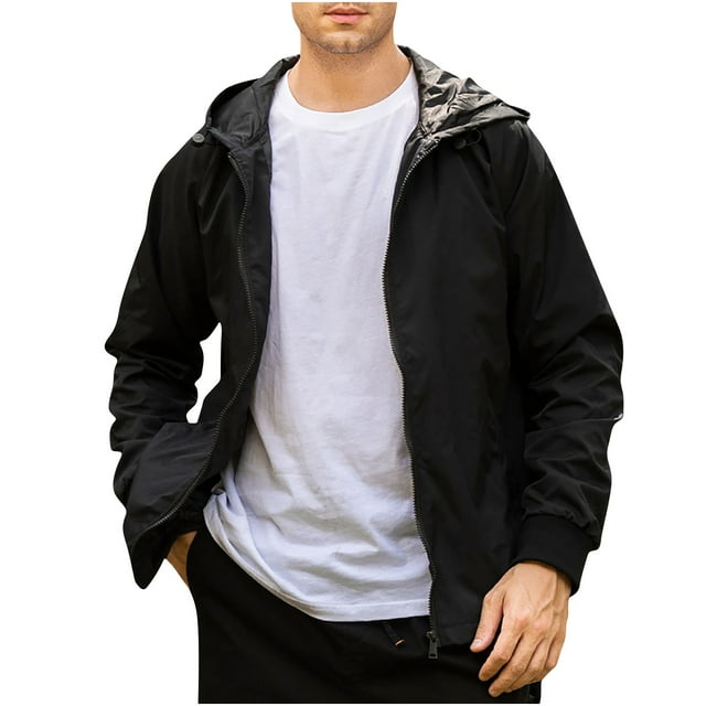 hotojiny Manteau de Pluie Homme Léger Extérieur Imperméable Imperméable avec Capuche Manches Longues Coupe-Vent pour Cyclisme Golf Randonnée