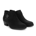 thumbnail image 2 of Pennysue Women Low Chunky Stacked Heel Boots Black Suede Side Zipper Ankle Booties 7M, 2 of 7