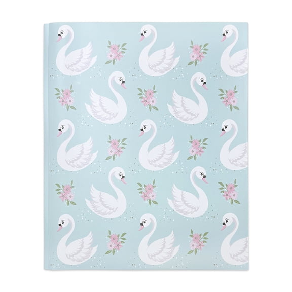 Pen+Gear 3-Prong 2-Pocket Paper Folder, Blue and White Swans