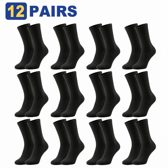 12 Pairs Women's Crew Socks, Soft Breathable Casual Mid Calf Socks for Daily Wear, Size 9-11
