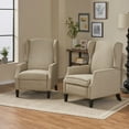 Noble House Wescott Fabric Wing Back Recliner, Set of 2, Beige